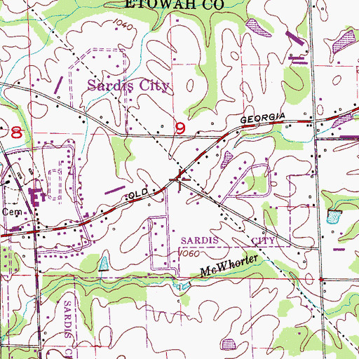 Topographic Map of Midway, AL