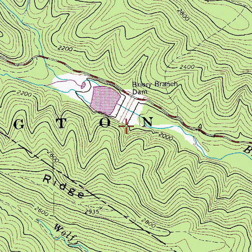 Topographic Map of Briery Branch Reservoir, VA