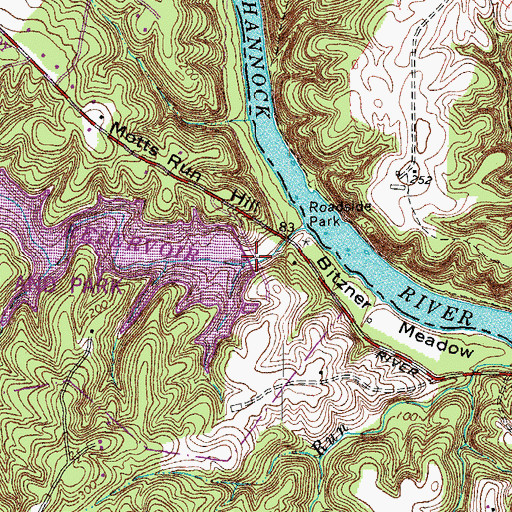 Topographic Map of Motts Run Dam, VA