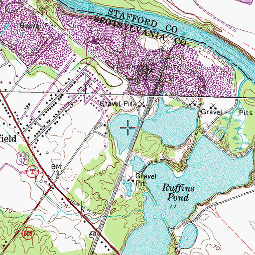 Topographic Map of Ruffins Pond, VA