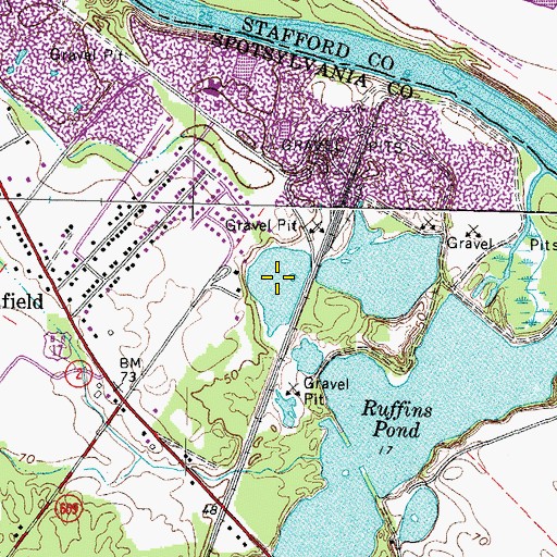 Topographic Map of Ruffins Pond, VA