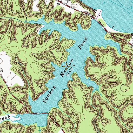 Topographic Map of Sunken Meadow Pond, VA