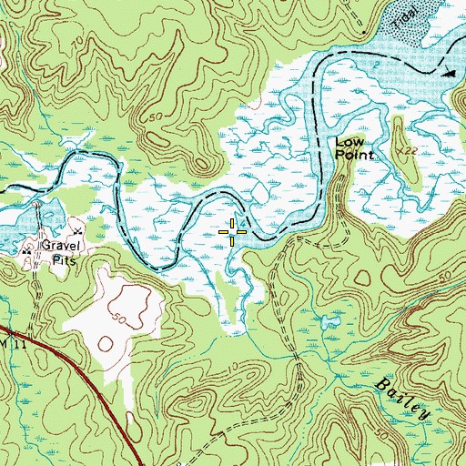Topographic Map of Low Point Millpond, VA