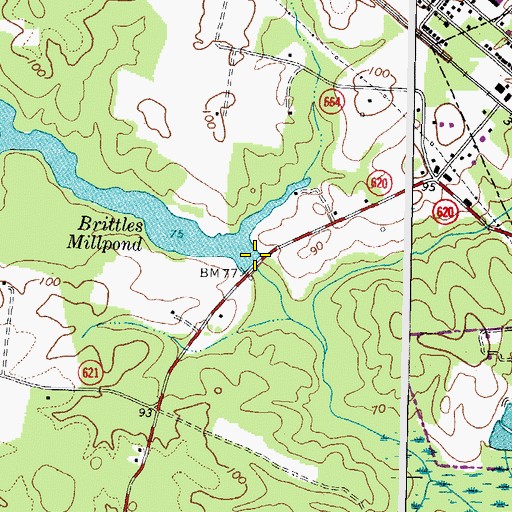 Topographic Map of Brittles Dam, VA