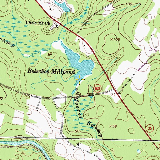 Topographic Map of Belsches Dam, VA