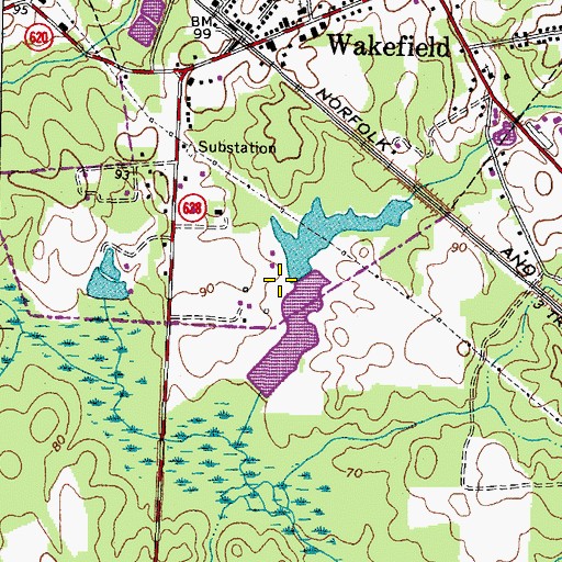 Topographic Map of Parker Number One Dam, VA