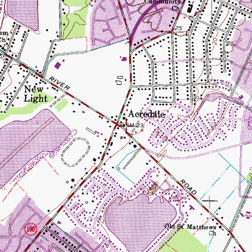 Topographic Map of Acredale, VA