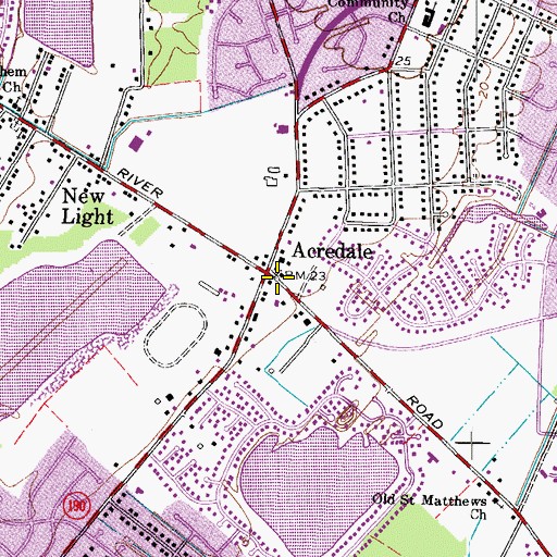 Topographic Map of Acredale, VA