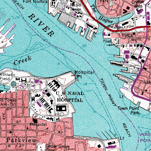 Topographic Map of Hospital Point, VA