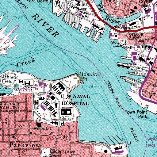Topographic Map of Hospital Point, VA