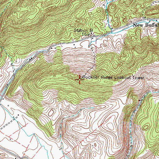 Topographic Map of Buckner Ridge Lookout Tower, VA