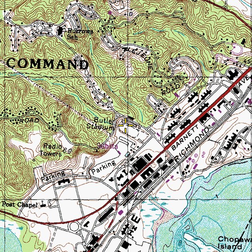 Topographic Map of Butler Stadium, VA