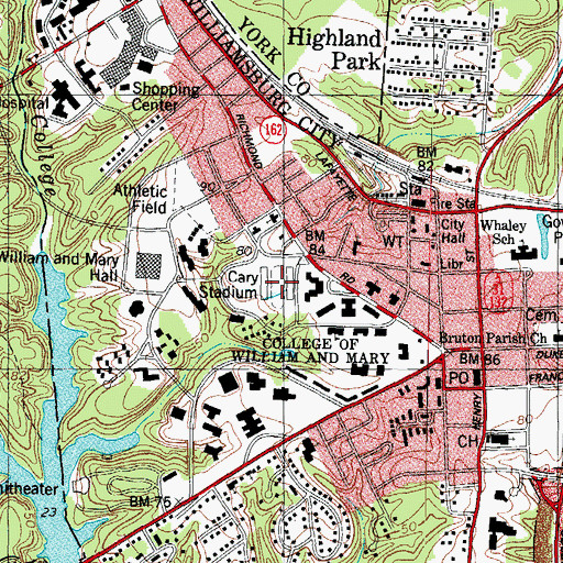 Topographic Map of Cary Stadium, VA