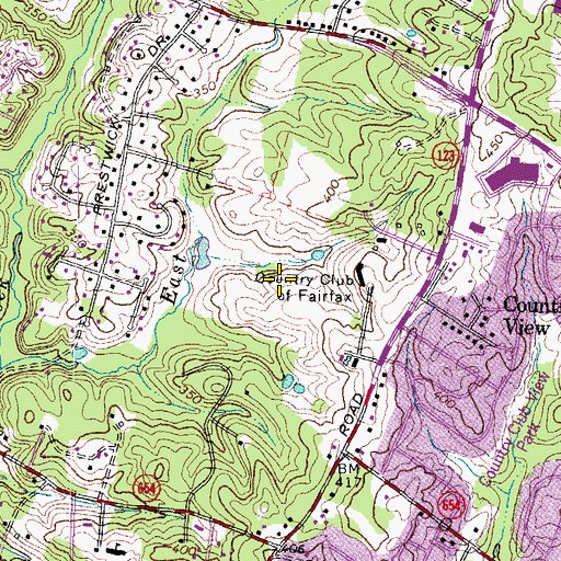 Topographic Map of Country Club of Fairfax, VA