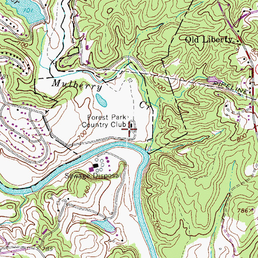 Topographic Map of Forest Park Country Club, VA