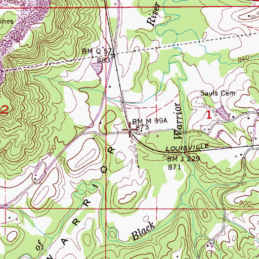 Topographic Map of Schuler (historical), AL