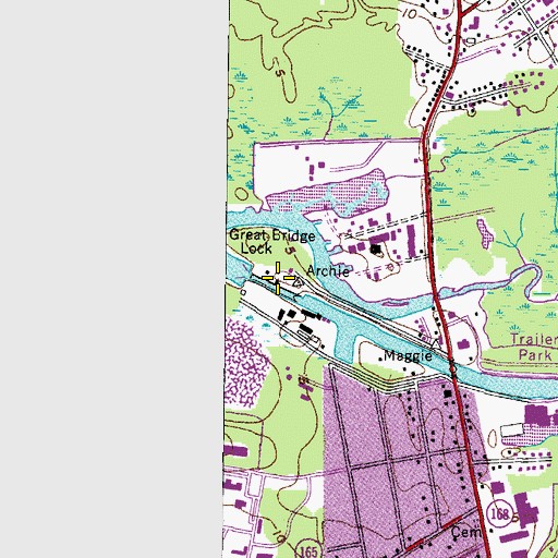 Topographic Map of Great Bridge Lock, VA