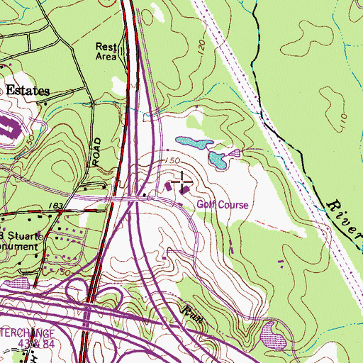 Topographic Map of Hermitage- Ethelwood Country Club, VA