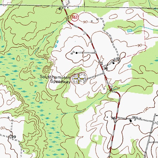 Topographic Map of Southhampton Speedway, VA
