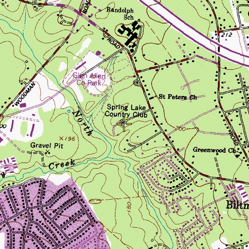 Topographic Map of Spring Lake Country Club, VA