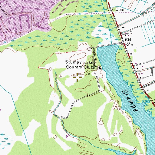 Topographic Map of Stumpy Lake Golf Course, VA