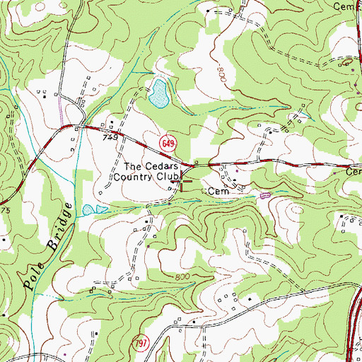 Topographic Map of The Cedars Country Club, VA