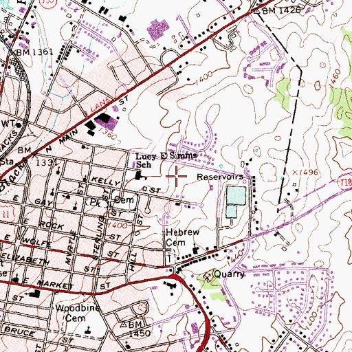 Topographic Map of Ralph Sampson Park, VA