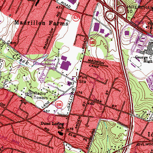 Topographic Map of Fairfax County Fire and Rescue Department Station 13 Dunn Loring, VA