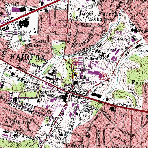 Topographic Map of City of Fairfax Regional Library, VA