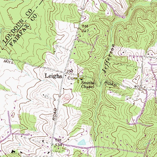 Topographic Map of Smith's Chapel United Methodist Cemetery, VA