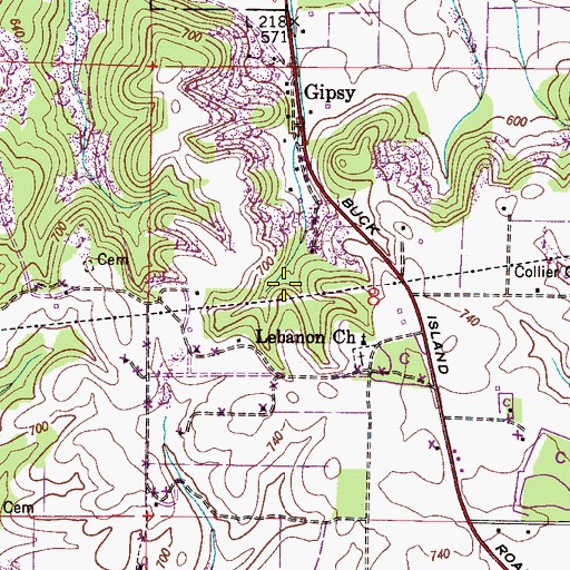 Topographic Map of Hillside Spring, AL