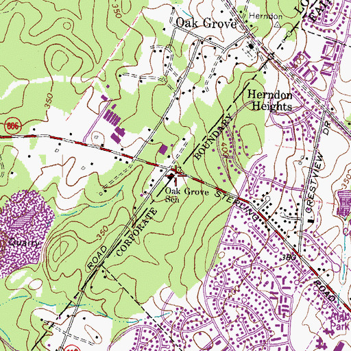 Topographic Map of Herndon Town Police Department, VA