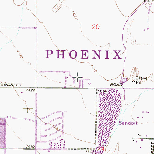 Topographic Map of Phoenix Memorial Park, AZ