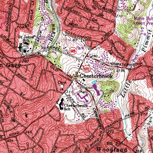 Topographic Map of Chesterbrook Methodist Church, VA