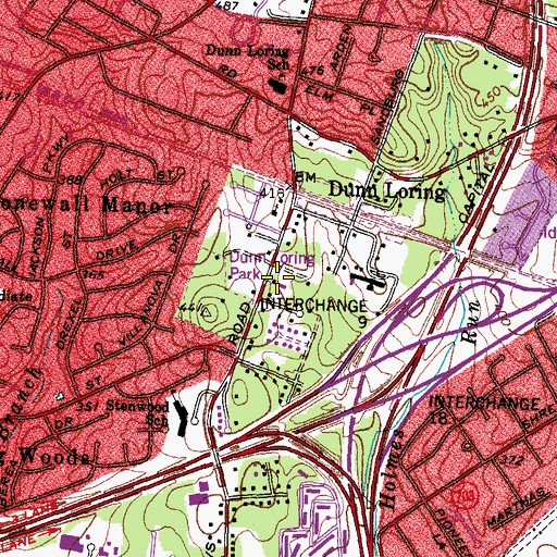 Topographic Map of Dunn Loring United Methodist Church, VA