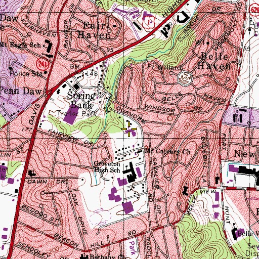 Topographic Map of Quander Road School, VA