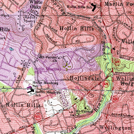 Topographic Map of Mount Vernon Unitarian Church, VA