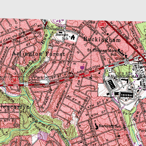 Topographic Map of Arlington Forest Methodist Church, VA