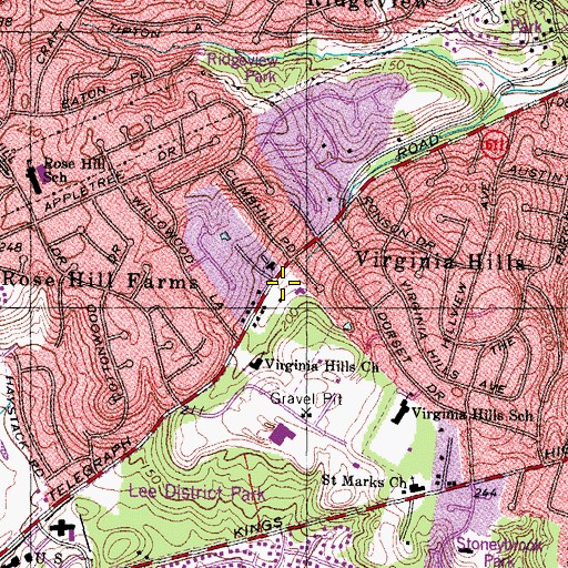Topographic Map of God of Prophecy Church, VA