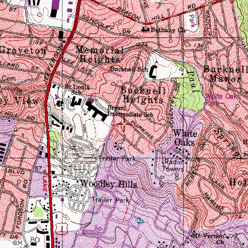 Topographic Map of Bryant Community Center, VA