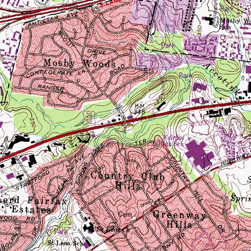 Topographic Map of City of Fairfax Fire Department Station 33, VA