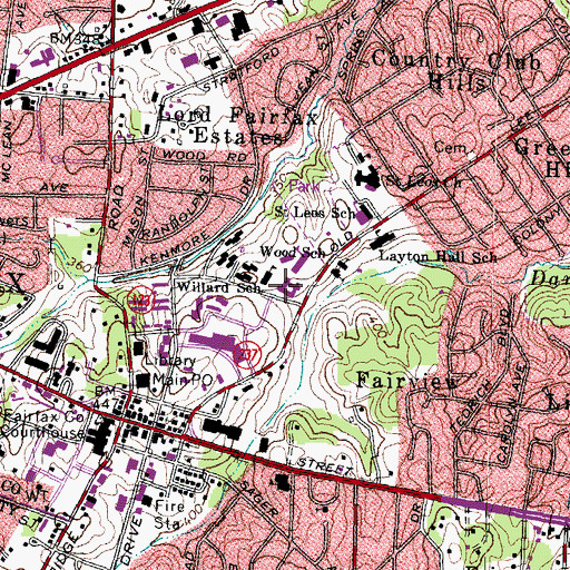 Topographic Map of Joseph Willard Health Center, VA