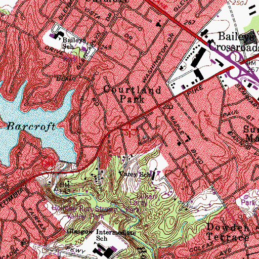 Topographic Map of Fairfax County Fire and Rescue Department Station 10 Baileys Crossroads, VA