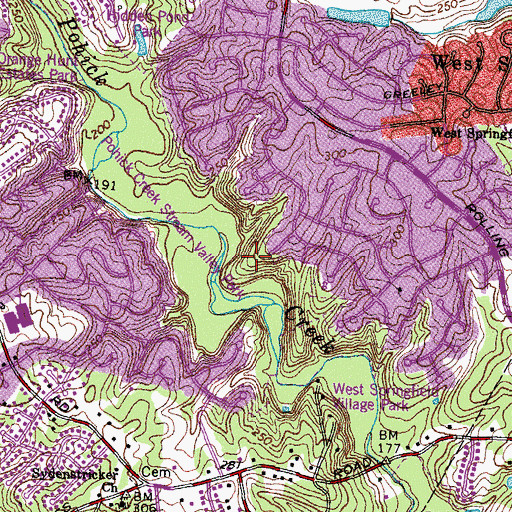 Topographic Map of West Springfield Village Park, VA