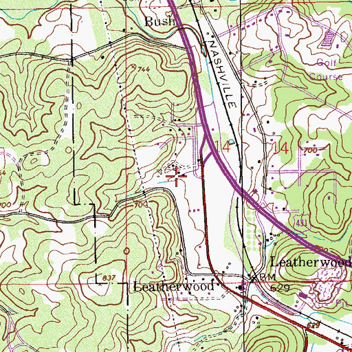 Topographic Map of Leatherwood Slough, AL