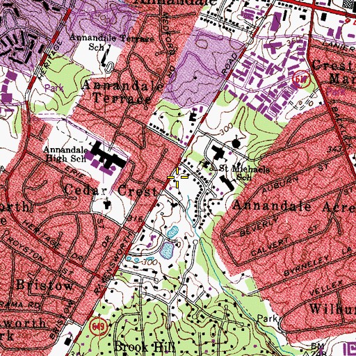Topographic Map of Annandale Church of Christ, VA