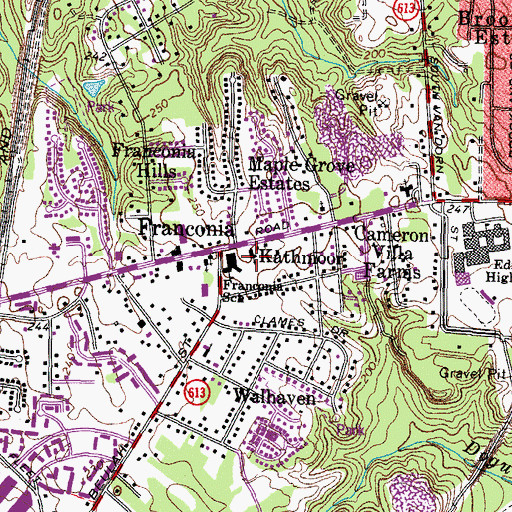 Topographic Map of Franconia Methodist Church, VA