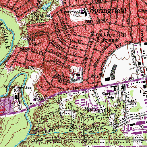 Topographic Map of First Baptist of Springfield Church, VA