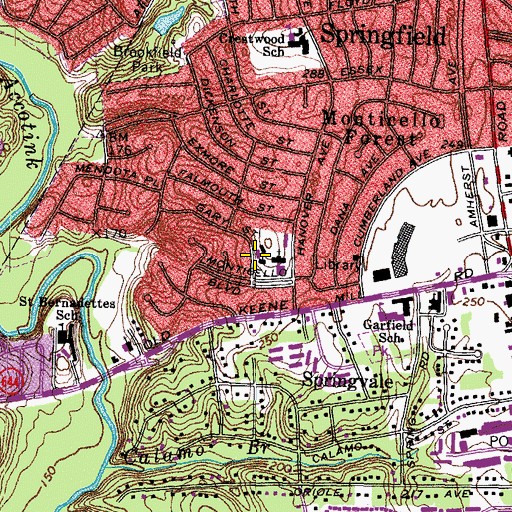 Topographic Map of First Baptist of Springfield Church, VA