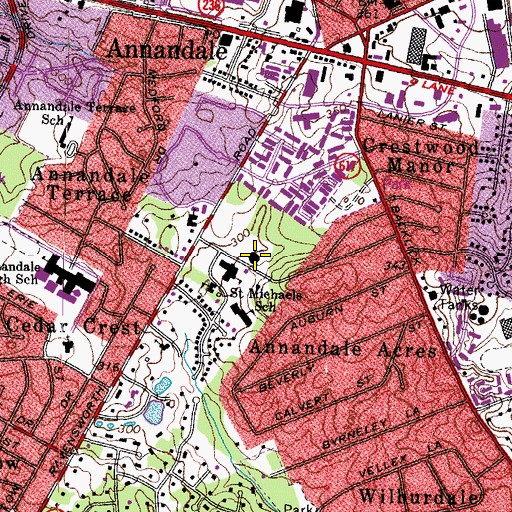 Topographic Map of Saint Michaels Catholic Church, VA